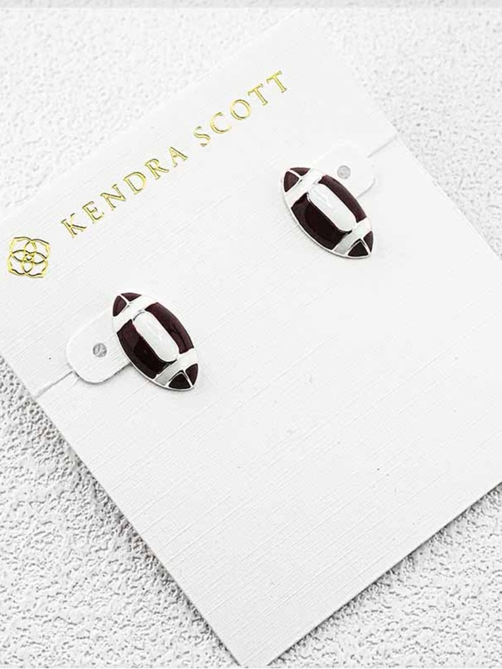 Kendra Scott Black and White Enamel Football Stud Earrings